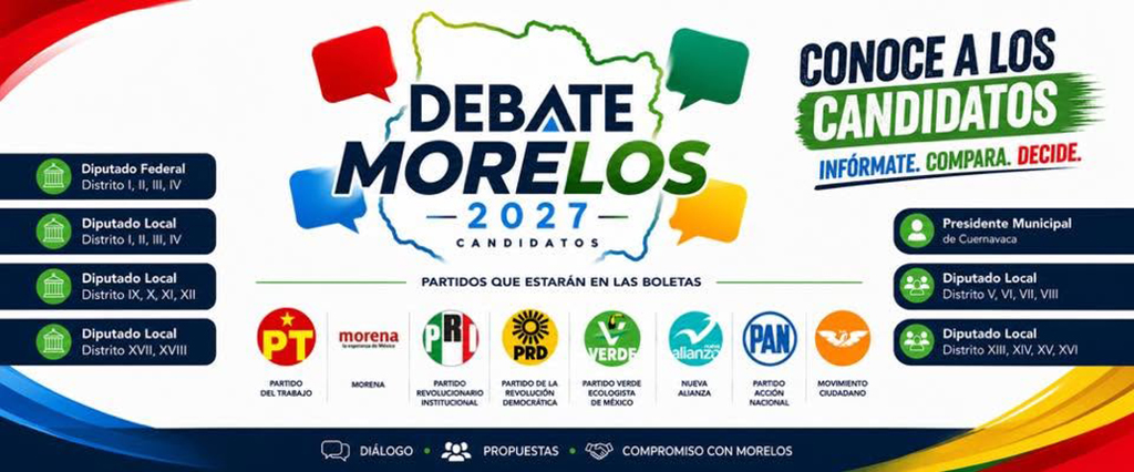Portada oficial Debate Morelos 2027: conoce a los candidatos, infórmate, compara, decide
